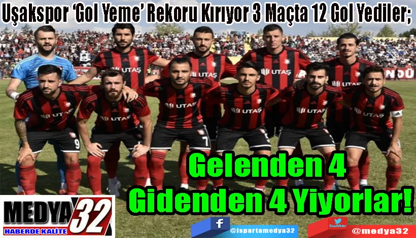 Uşakspor ‘Gol Yeme’ Rekoru Kırıyor 3 Maçta 12 Gol Yediler;  Gelenden 4  Gidenden 4  Yiyorlar!
