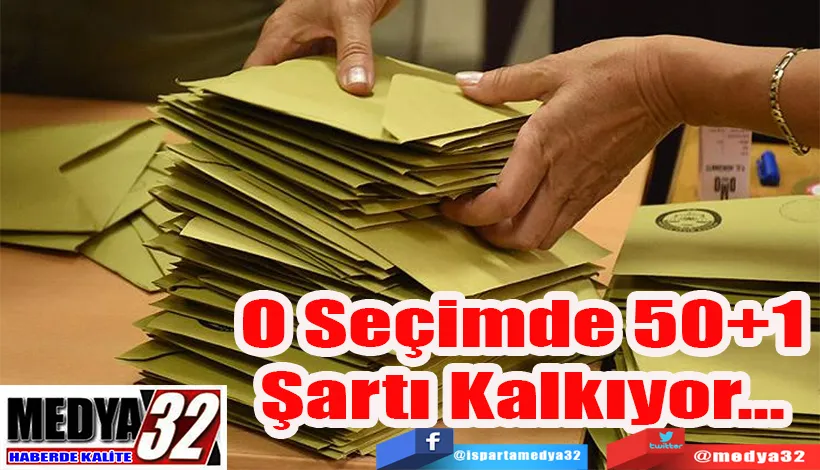 O Seçimde 50+1 Şartı Kalkıyor…