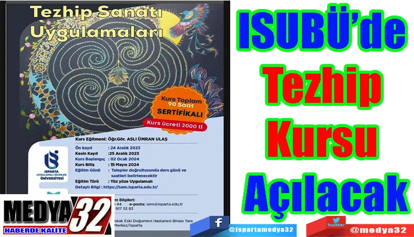 ISUBÜ’de  Tezhip  Kursu  Açılacak 