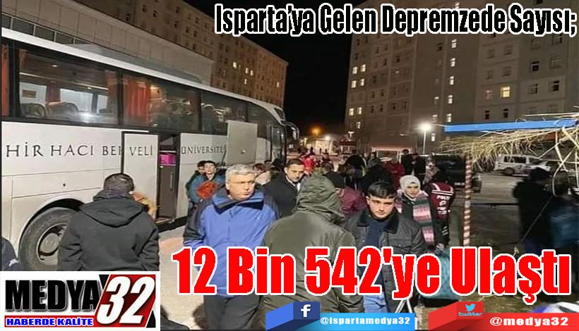 Isparta’ya Gelen Depremzede Sayısı;  12 Bin 542