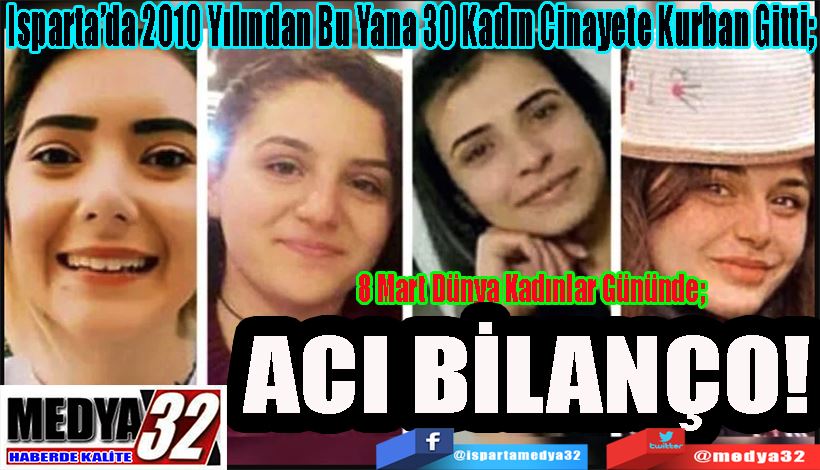 Isparta’da 2010 Yılından Bu Yana 30 Kadın Cinayete Kurban Gitti;  Dünya Kadınlar Gününde;  ACI BİLANÇO!