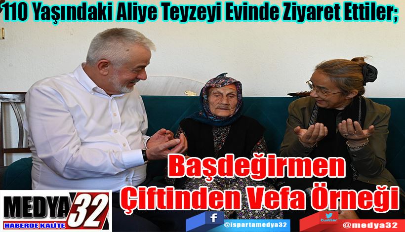 110 Yaşındaki Aliye Teyzeyi Evinde Ziyaret Ettiler;  Başdeğirmen  Çiftinden Vefa Örneği 