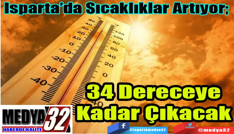 Isparta’da Sıcaklıklar Artıyor;  34 Dereceye Kadar Çıkacak 