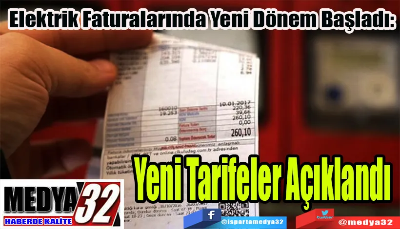 Elektrik Faturalarında Yeni Dönem Başladı:  Yeni Tarifeler Açıklandı