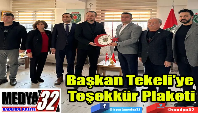 Gazi Ve Şehit Aileleri Derneği’nden;  Başkan Tekeli’ye  Teşekkür Plaketi