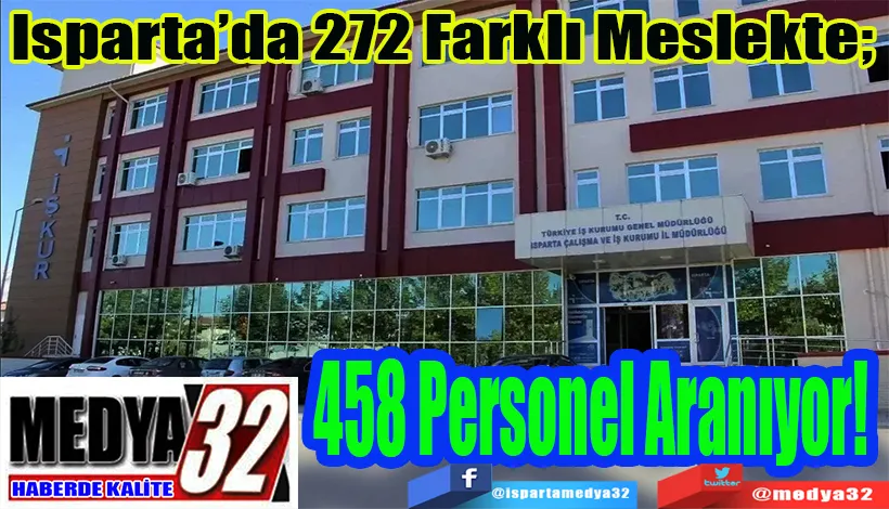 Isparta’da 272 Farklı Meslekte;  458 Personel Aranıyor! 