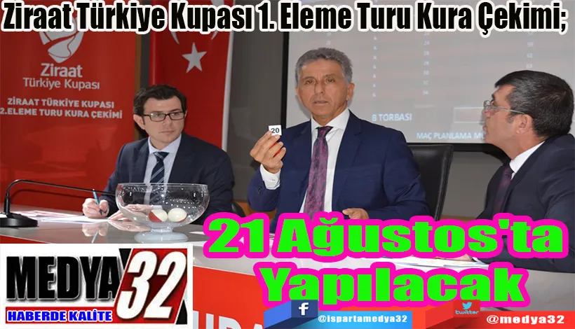 Ziraat Türkiye Kupası 1. Eleme Turu Kura Çekimi;  21 Ağustos