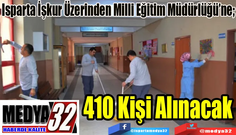 Isparta İşkur Üzerinden Milli Eğitim Müdürlüğü’ne;  410 Kişi Alınacak