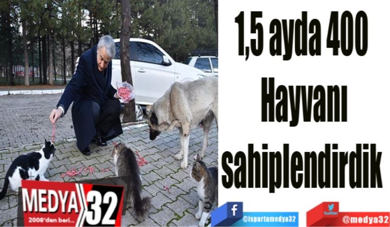 1,5 ayda 400 
Hayvanı
sahiplendirdik 
