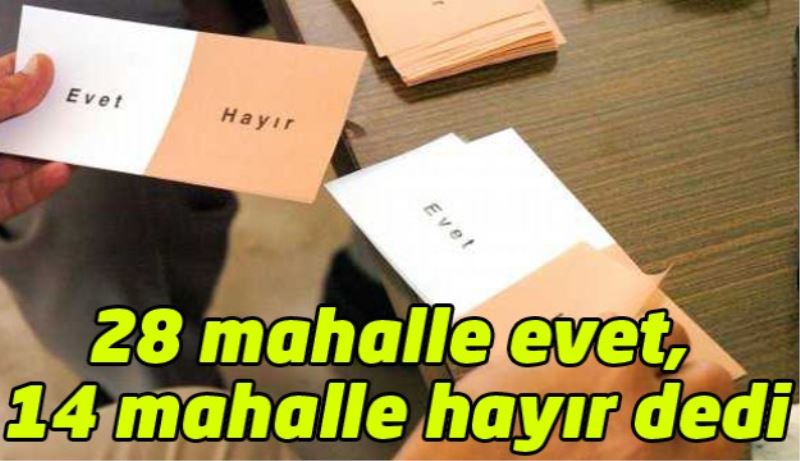 28 mahalle evet, 14 mahalle hayır dedi