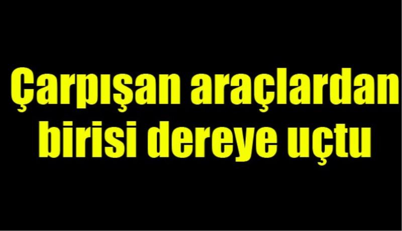 Çarpışan araçlardan birisi dereye uçtu 