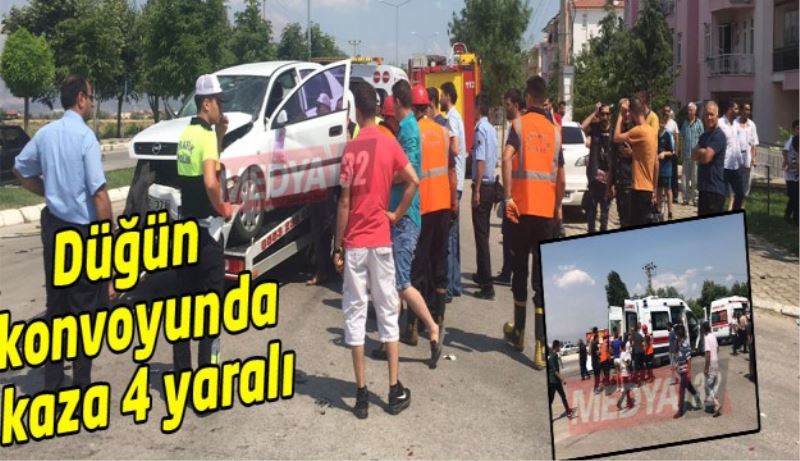 Düğün konvoyunda kaza 4 yaralı