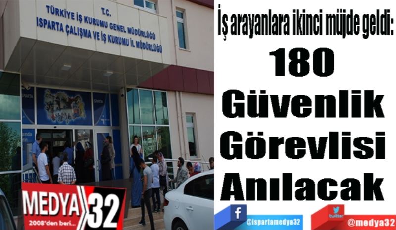 İş arayanlara ikinci müjde geldi: 
180 
Güvenlik 
Görevlisi 
Anılacak 
