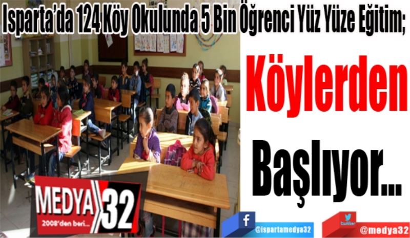 Isparta’da 124 Köy Okulunda 5 Bin Öğrenci Yüz Yüze Eğitim; 
Köylerden
Başlıyor…
