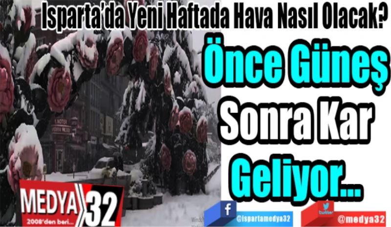 Isparta’da Yeni Haftada Hava Nasıl Olacak? 
Önce Güneş
Sonra Kar
Geliyor…

