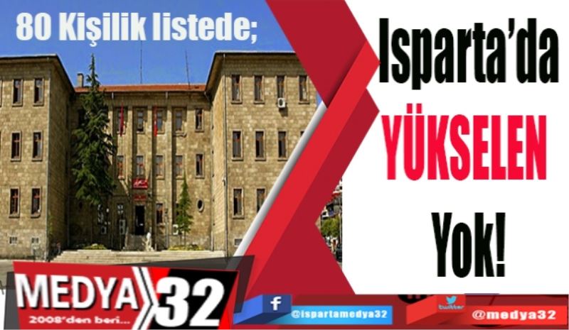 Isparta’da
YÜKSELEN 
Yok! 
