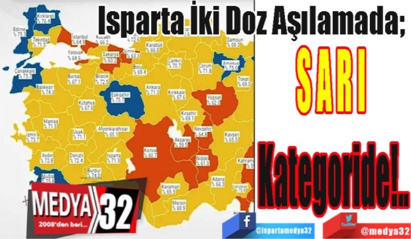 Isparta İki Doz Aşılamada;  
SARI 
Kategoride!..
