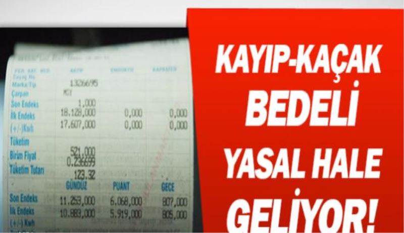 Kayıp kaçak bedeli yasal hale geliyor