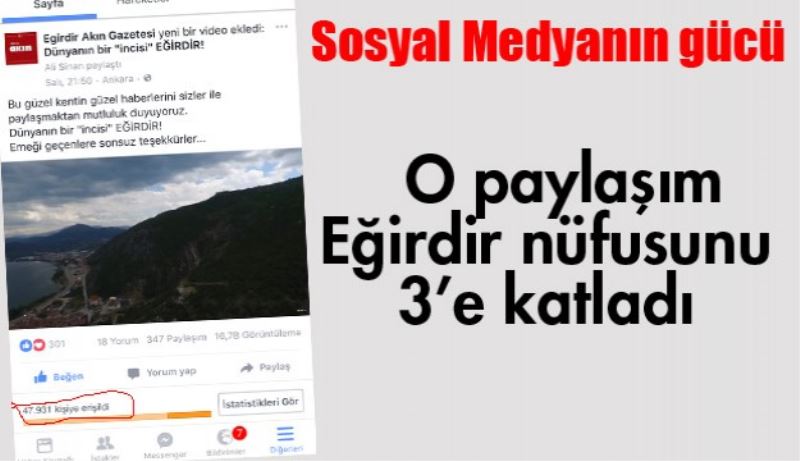 O paylaşım Eğirdir