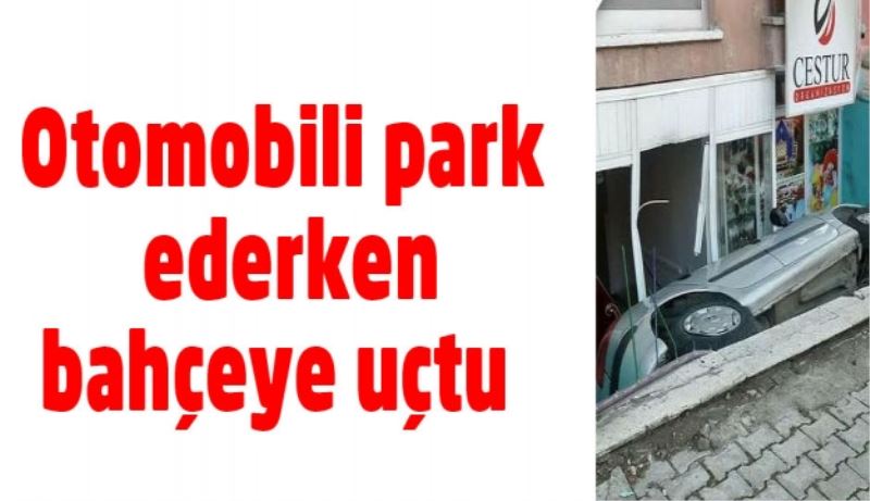 Otomobili Park Ederken Bahçeye Uçtu
